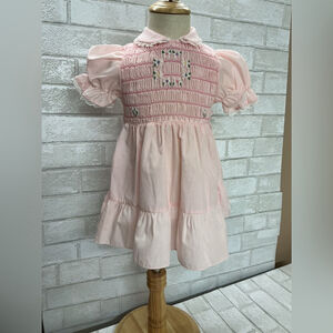 polly finders vintage Pink Smocked Kids Dress